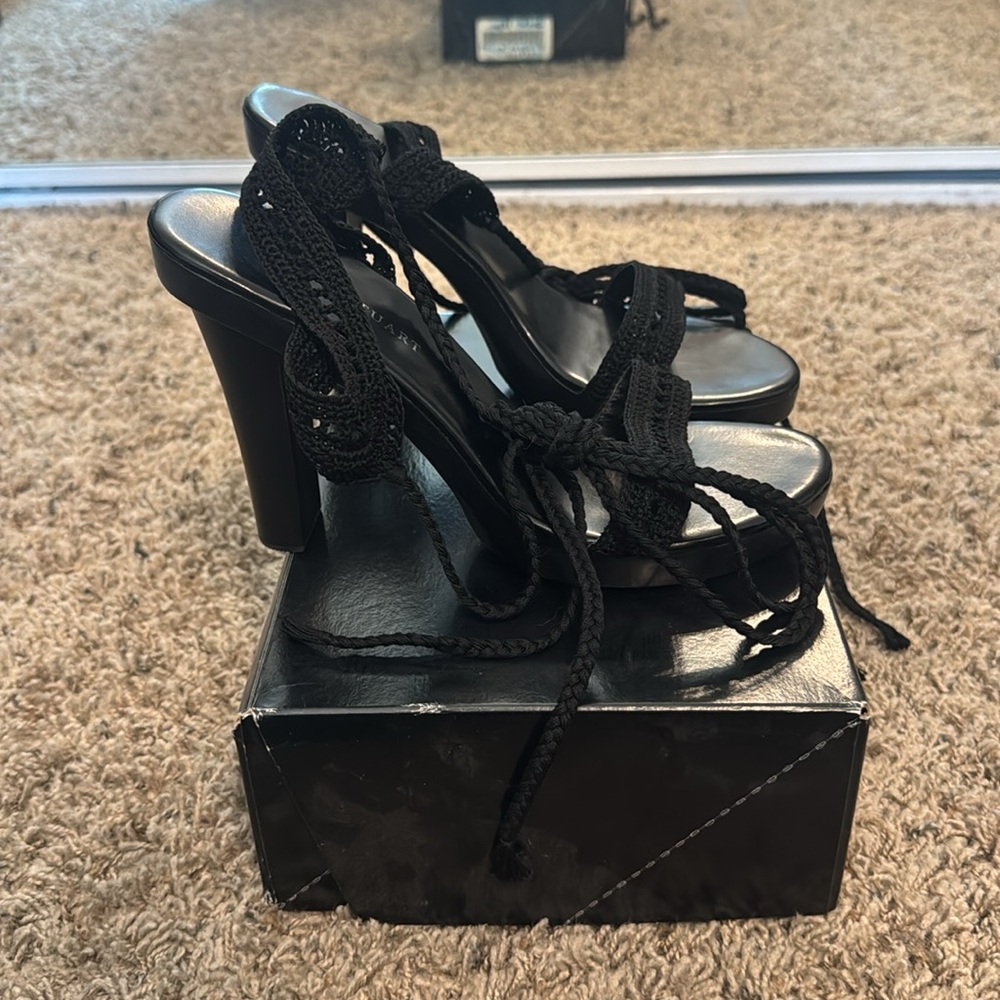 Vintage Colin Stuart Black Lace-Up Heels - Picture 2 of 8